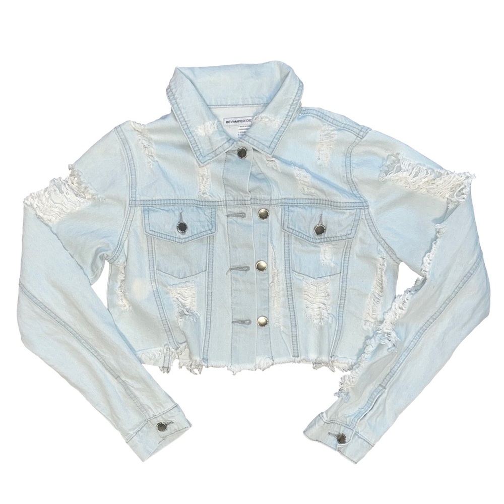 Light Blue Distressed Denim Jacket